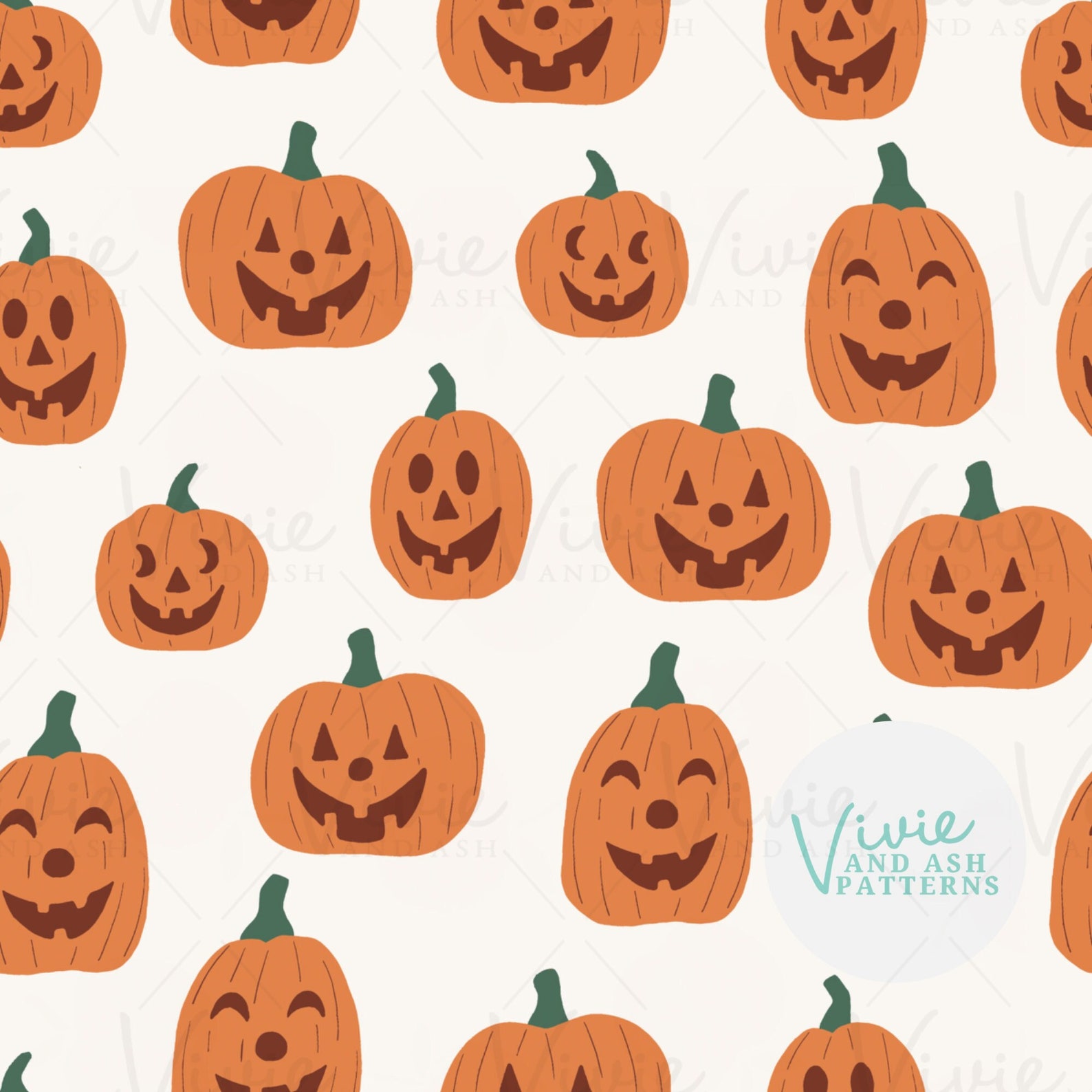 Orange Halloween Jack O Lanterns, Pumpkin Seamless Fall Repeat Pattern ...