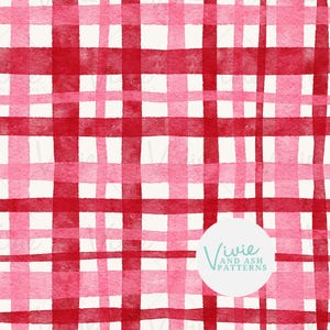 Pink and Red Valentine Watercolor Plaid Seamless Repeating Pattern, Valentine Pattern File, Digital File for Commercial Use, Digital Paper