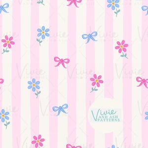 Arcs et marguerites rayures florales roses et bleues motif répétitif sans couture, motif transparent, fichier numérique pour un usage commercial