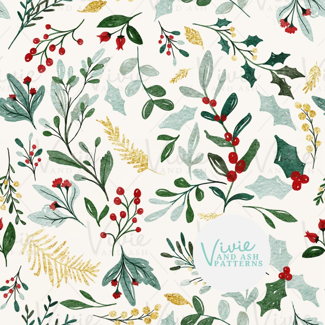 Christmas Watercolor Floral Seamless Pattern by Vivieandash: Greenery ...