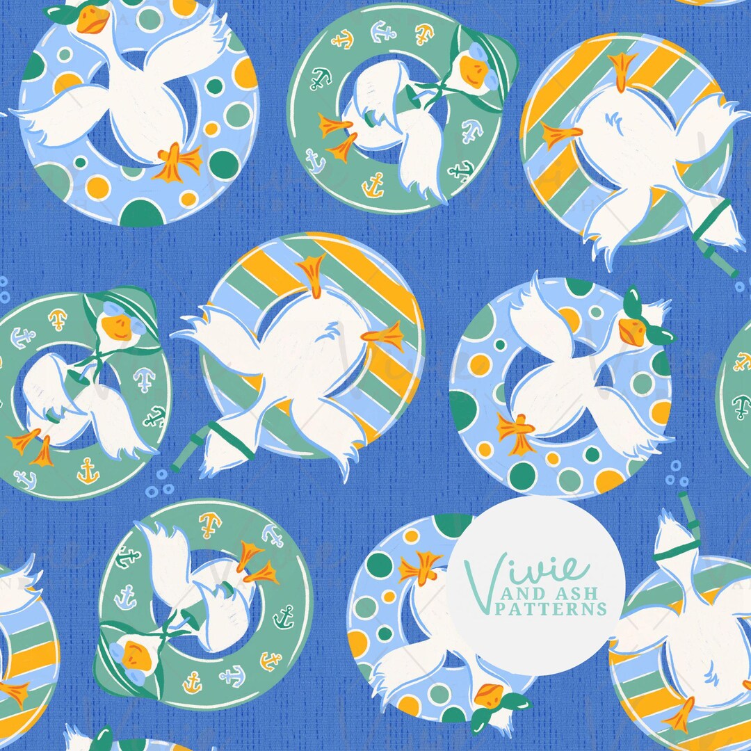 Patterned Floaties Silly Goose on Floaties Seamless Pattern by Vivieandash: Summer Colors ...