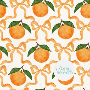 Naadloos patroonbestand sinaasappelen en strikken, naadloos fruit, zomerpatroonbestand voor commercieel gebruik