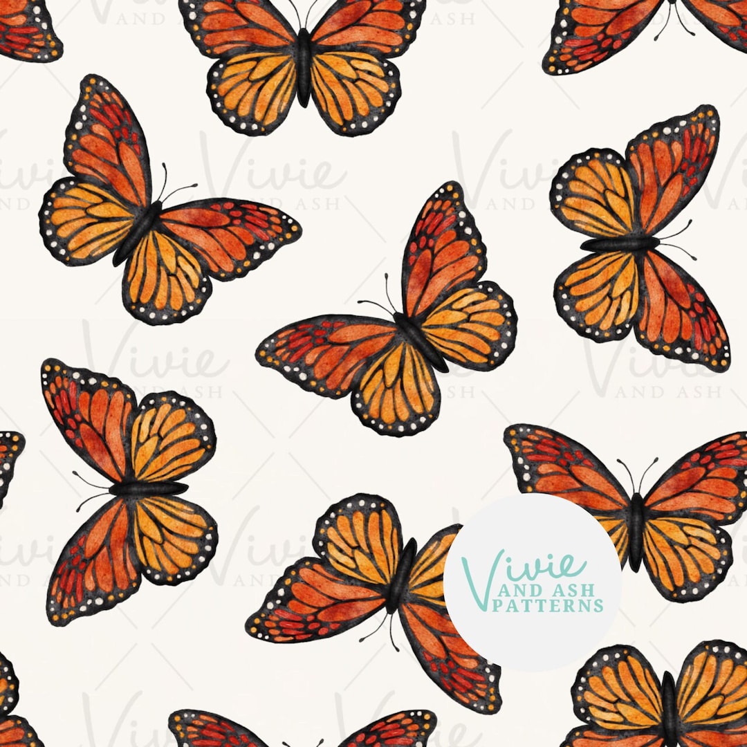 Watercolor Monarch Butterflies Pattern, Butterfly Seamless Pattern File ...