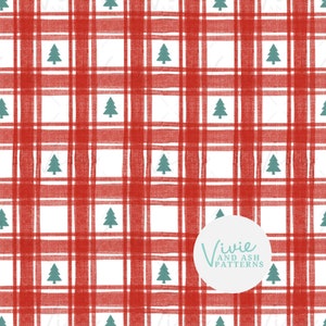 Modèle sans couture de sapin de Noël Vichy rouge, répétition sans couture de Noël vert, motif répétitif d'hiver à usage commercial