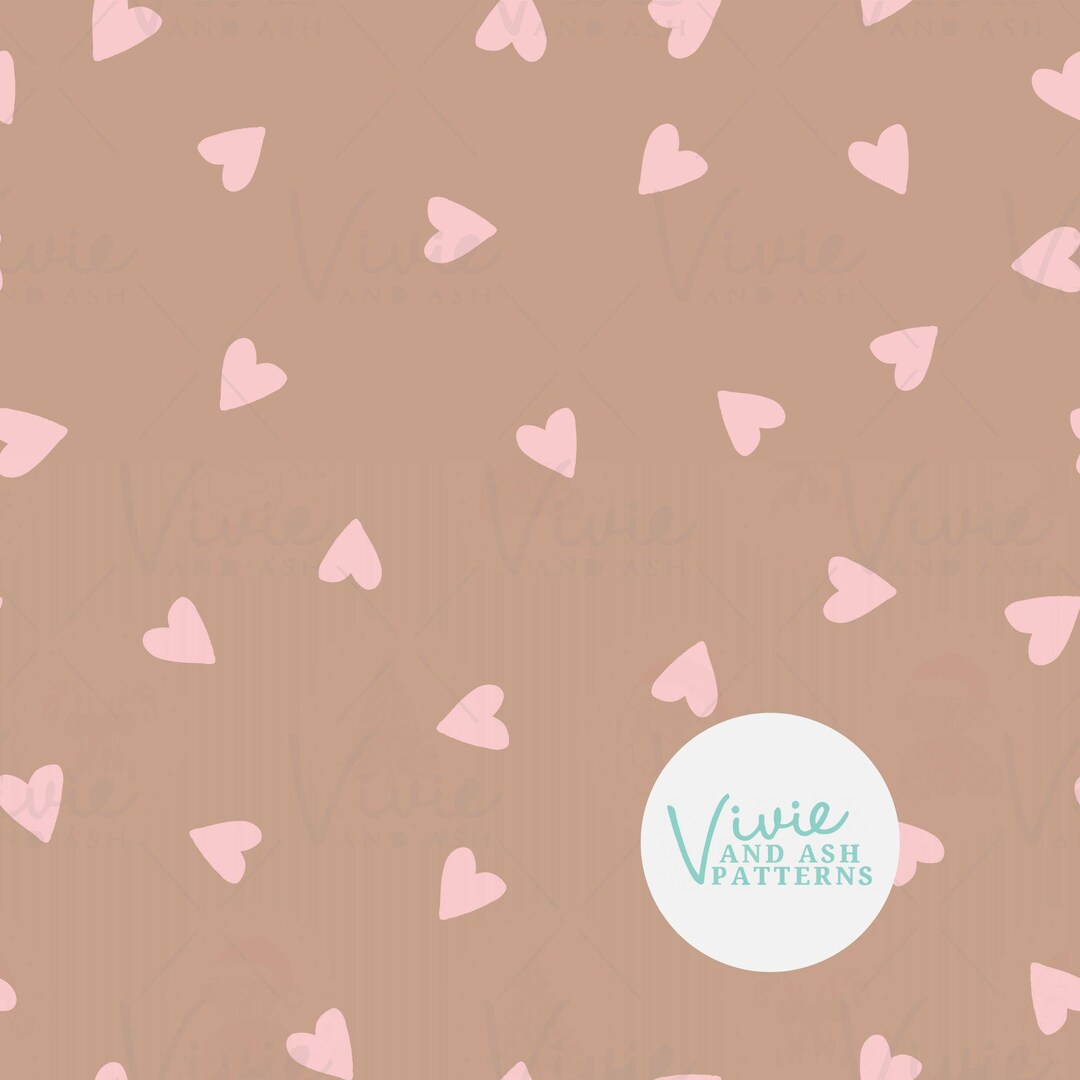 Pink and Brown Valentine Scattered Hearts Seamless Repeating Digital ...