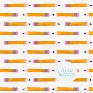 Back to School Seamless Pattern, Pencils Repeating Pattern, Kids Artwork Digital File for Commercial Use