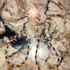 Rainbow Pattern Hoop Earrings