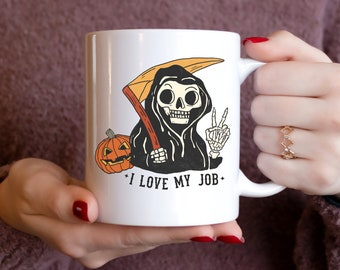 Halloween Coffee Mug | Autumn Mug | I Love My Job Halloween Mug | Coffee Mug Halloween | Spooky Season Mug | Happy Fall Yall