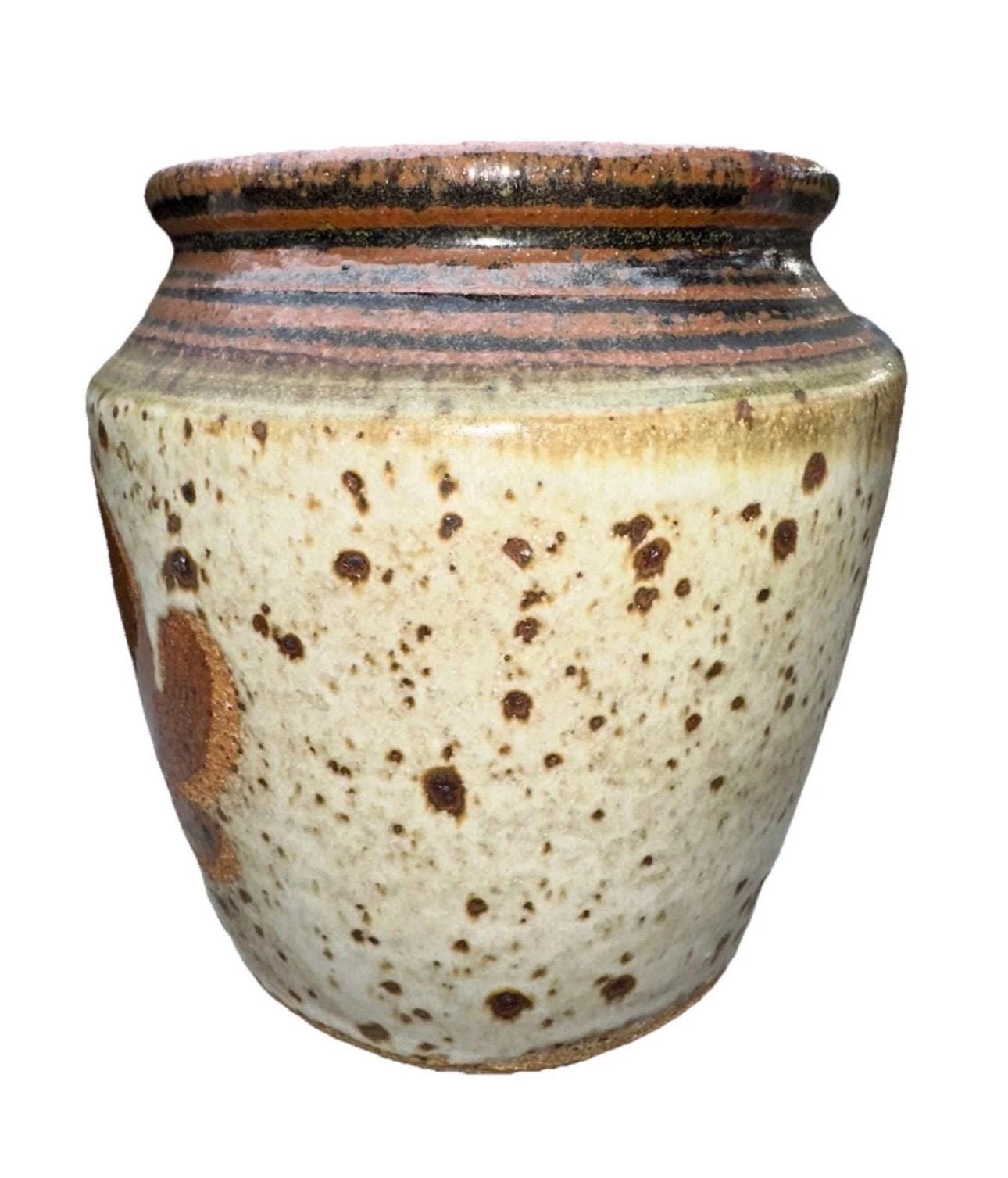 Vintage Hand Thrown Stoneware Pottery Floral Vase Vessel Studio Art ...