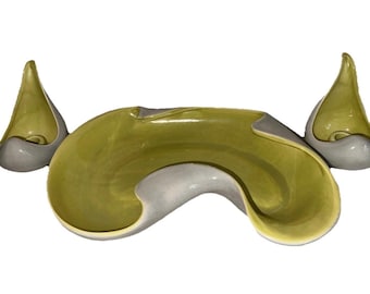 Red Wing Free Form Servierschale 1304 Passende Kerzenhalter Grau & Chartreuse