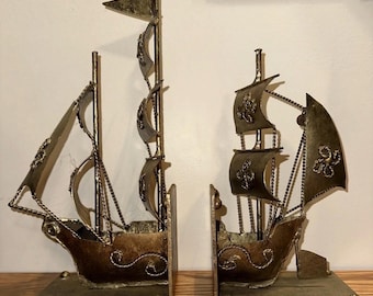 Vintage Cast Metal Historische Nautische Piraten Klipper Metall Buchstützen