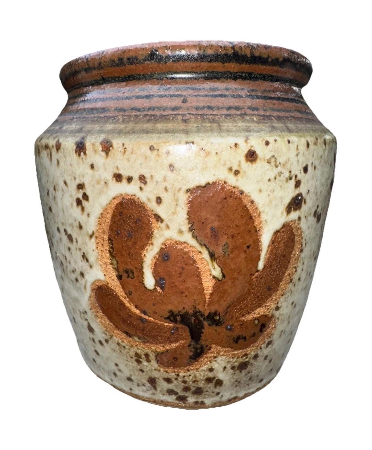 Vintage Hand Thrown Stoneware Pottery Floral Vase Vessel Studio Art ...