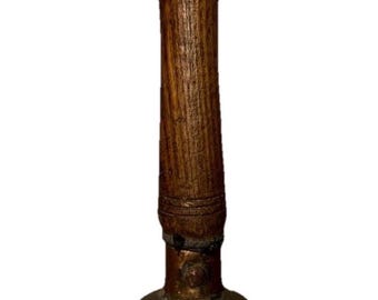 Antike Messing Holz Griff Schule Glocke mit Lederband