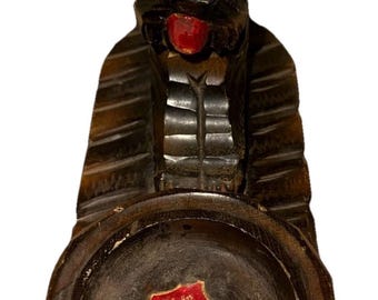 "Vintage ""Rhön Sepp"" geschnitztes Holz Scottie Hund Aschenbecher Rohrhalter MCM."
