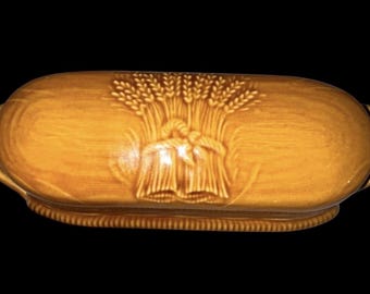 Franziskaner Halbmond Butterdose Weizen Golden Brown Ernte Vintage