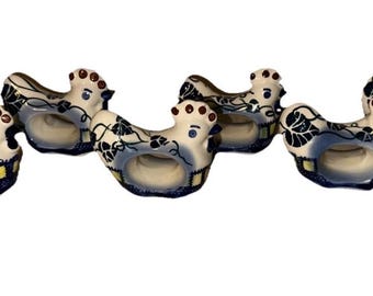 Polish Pottery UNIKAT Huhn Serviettenringe 6er Set
