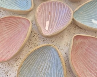 Handmade Ceramic Shell Ring Dish | Coastal Beach House Decor, Jewelry Storage Bowl