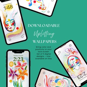 Erhebende abstrakte Telefon-Hintergründe - Set von 5 wunderlichen Digital Art Sperrbildschirme für iPhone & Android