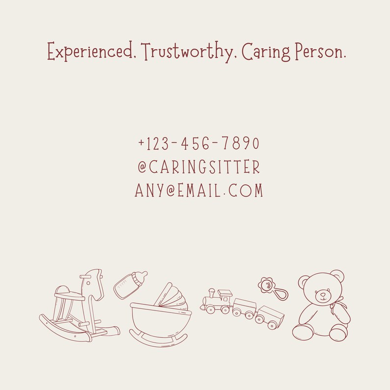 NANNY Business Cards Instant Download, Printable, Textables Nannies ...