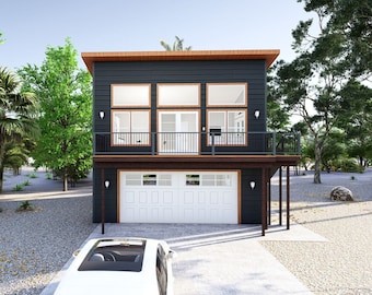 26&#39; x 28&#39; One bedroom Garage Apartment - PDF Architectural Plan with Materials List