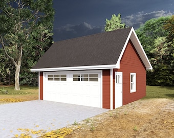 20' x 24' Two Car Garage - PDF Architectural Plan with Materials List