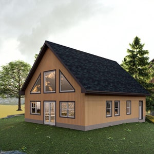 26&#39; x 36&#39; One Bedroom Cabin with Loft - PDF Architectural Plan with Materials List