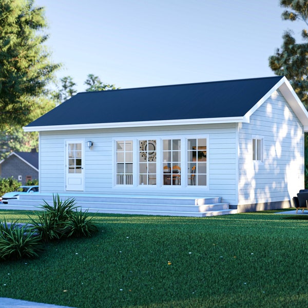 30' x 20' Two Bedroom Getaway House - PDF Architectural Plan with Materials List