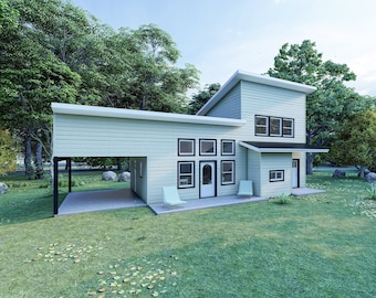 36&#39; x 25&#39;  One Bedroom Vacation Home with Loft - PDF Architectural Plan with Materials List