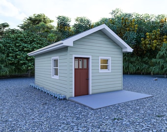 12&#39; x  20&#39; Minimalist Tiny House | Studio House - PDF Architectural Plan with Materials List
