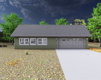 44 x 24' garagestudio voor twee wagens: pdf-architectuurplan met materialenlijst