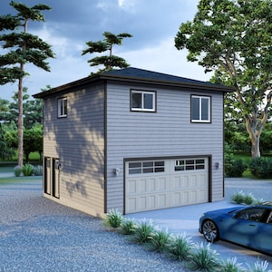 22&#39; x 25&#39; One Bedroom Garage ADU - PDF Architectural Plan with Materials List