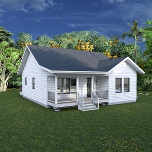 31&#39; x 36&#39; Two Bedroom Cottage House - PDF Architectural Plan with Materials List