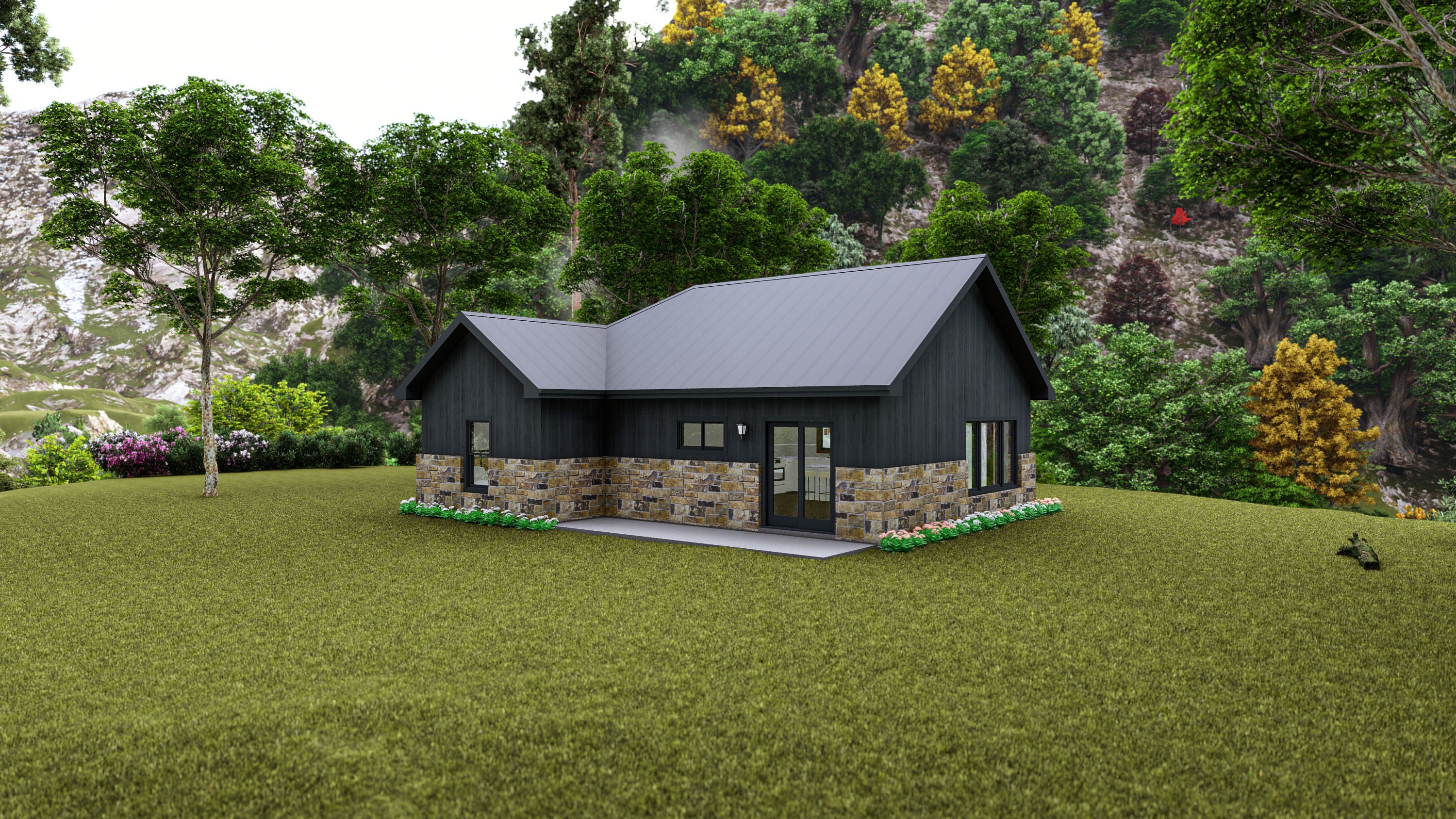 36' x 30' Two Bedroom Getaway Cabin - PDF Architectural Plan with Materials List