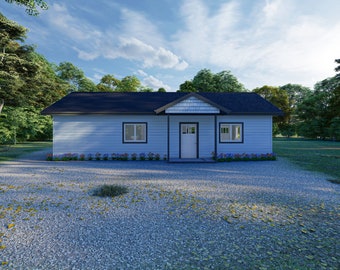 40&#39; x 20&#39; Two Bedroom Small House - PDF Architectural Plan with Materials List