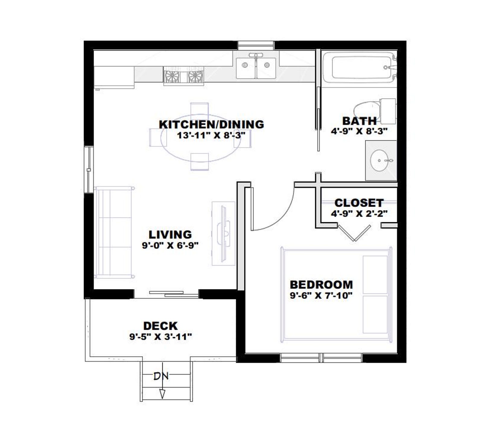 20' X 20' One Bedroom Tiny House - PDF Architectural Plan With ...