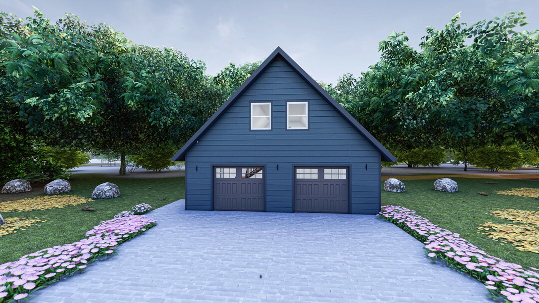 28 X 32 Garage With Loft Plans 2 Car Garage Plans | Traditional