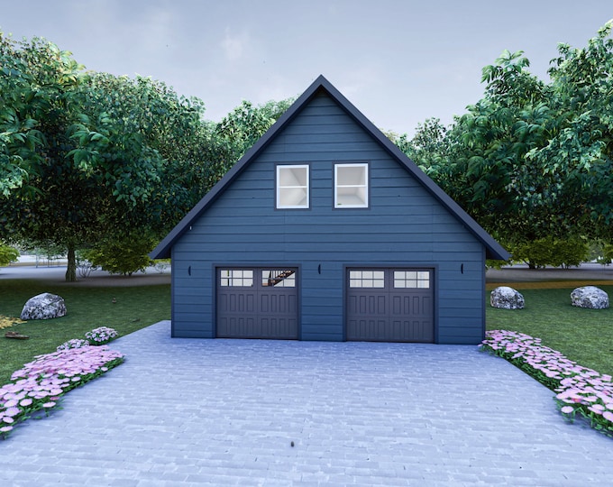 2-car Garage Plan With Attic & Carport: 32'x24' Blueprint (PDF) - Etsy ...