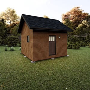 14&#39; x 14&#39; Getaway Cabin - PDF Architectural Plan with Materials List