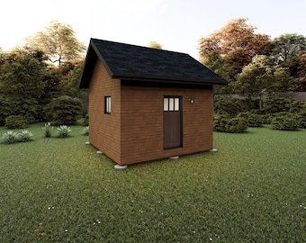 14&#39; x 14&#39; Getaway Cabin - PDF Architectural Plan with Materials List