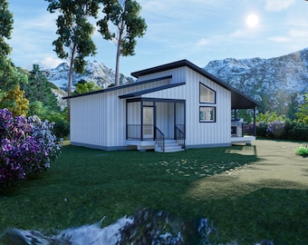 37' x 26' Modern Getaway House - PDF Architectural Plan with Materials List