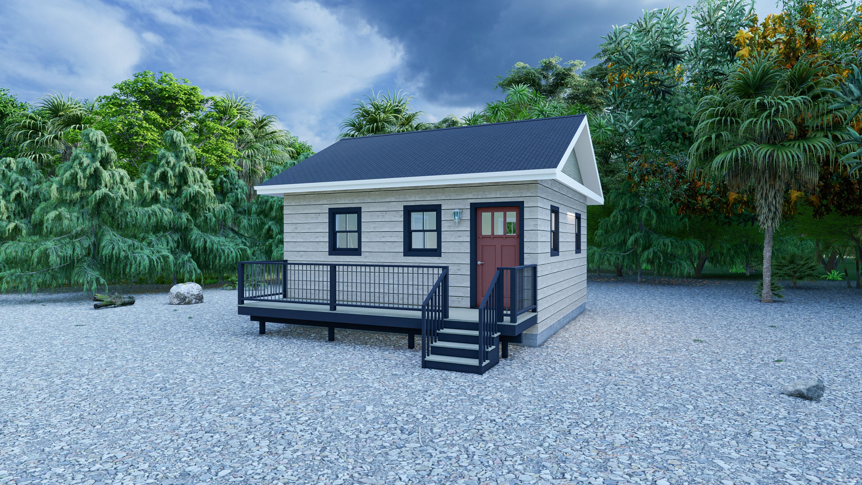 20' x 20' Bunkhouse | Cabin - PDF Architectural Plan with Materials List