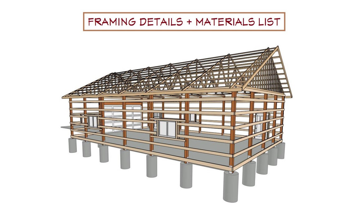 32' X 48' Post Frame Garage | Pole Framing - PDF Architectural Plan ...