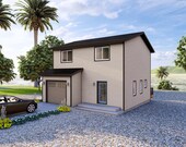 Three Bedroom House Plan with Garage: 28' x 32' PDF Architectural Design (Digital Download)
