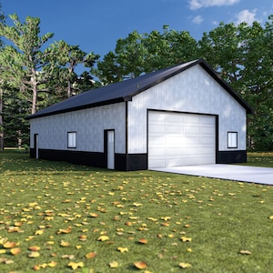32&#39; x 48&#39;  Post Frame Garage | Pole Framing - PDF Architectural Plan with Materials List