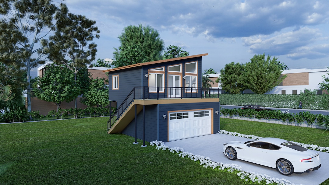 22' X 28' One Bedroom Garage Studio Apartment PDF Architectural Plan