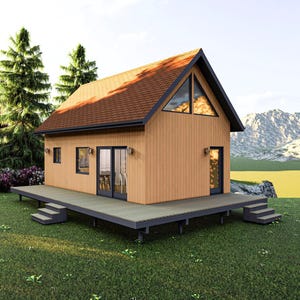16&#39; x 28&#39; Lakefront Cabin with Loft - PDF Architectural Plan with Materials List