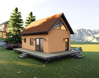 16&#39; x 28&#39; Lakefront Cabin with Loft - PDF Architectural Plan with Materials List