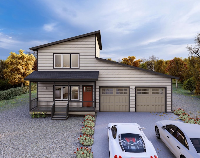 Detached 22'x22' Two Car ADU Garage Loft Architectural Plans ...