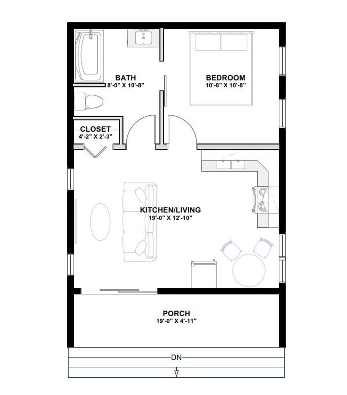 20' X 25' One Bedroom Getaway Cabin - PDF Architectural Plan With ...