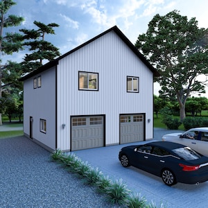 30&#39; x 35&#39; Two Bedroom Garage ADU - PDF Architectural Plan with Materials List